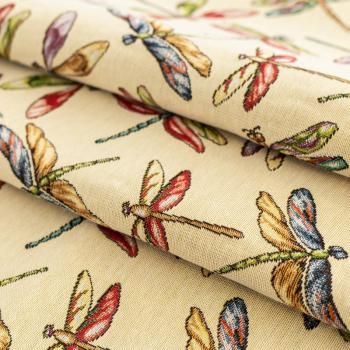 Гобелен гостиный Т452-02-19 песочно-бежевый стрекозы