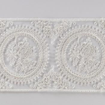 Кружево вышивка на сетке 93 мм Ф01-0046 молочный