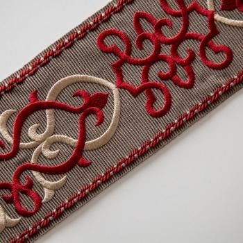 Бордюр жаккардовый 7 см 0000-357-104-018 темно-серый с красным