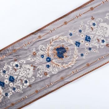 Бордюр велюровый 15,5 см 0000-357-104-028 серый с цветами