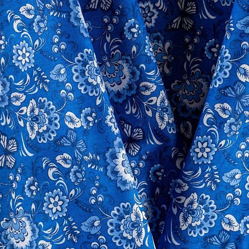 Бязь 007-00688 васильковый принтованный