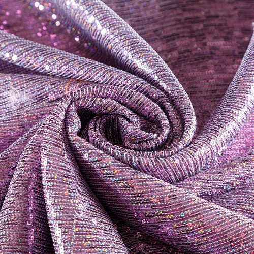 Ткань с пайетками 055-03058 сиреневый однотонный