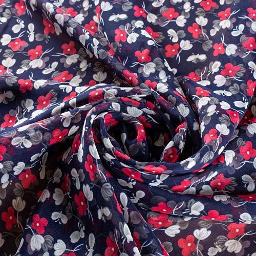 Шифон 068-01556 фиолетово-синий принтованный