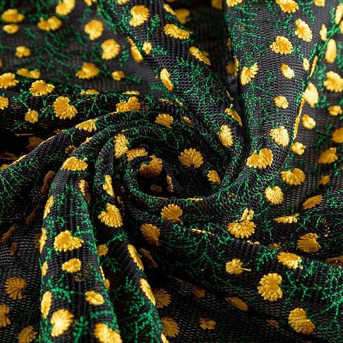 Неопрен-сетка 038-03718 черный с вышивкой