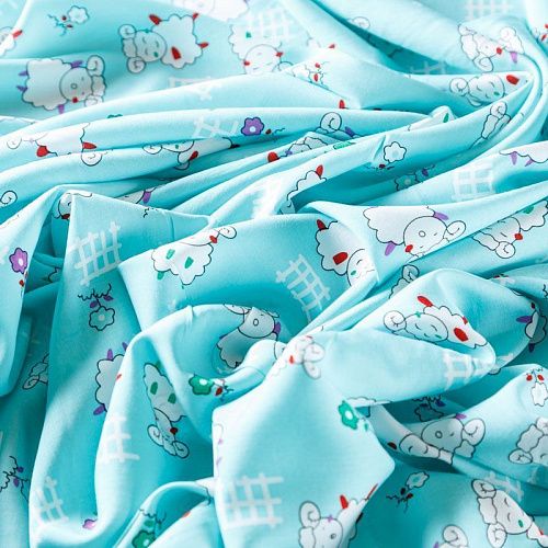 Штапель 069-08255 ментоловый принтованный