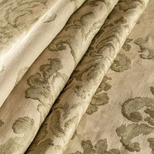 Ткань портьерная лен Т274-02-12 зеленый жаккардовый