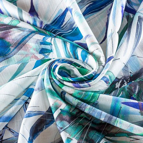 Лен-вискоза 035-1020 молочный принтованный