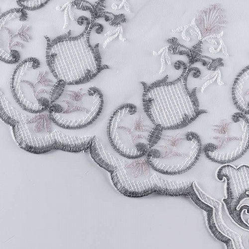 Тюль сетка с вышивкой 529-01-212 молочный