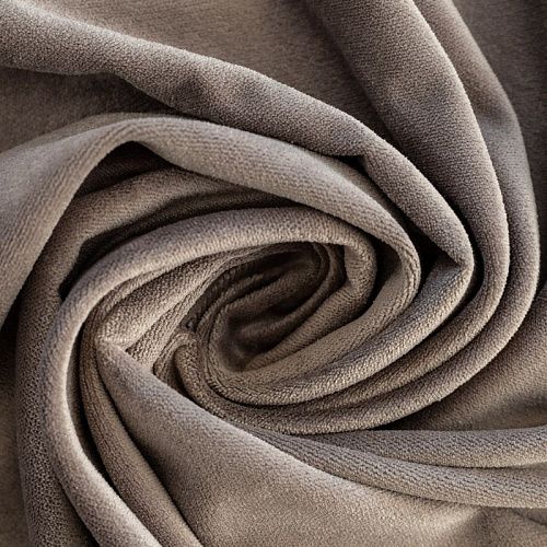 Ткань портьерная бархат 507-02-25 серо-бежевый однотонный