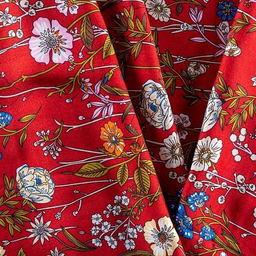 Штапель 069-01505 терракотово-красный принтованный