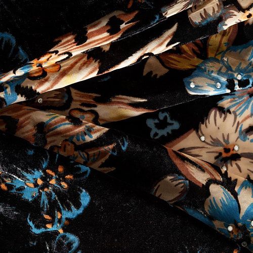 Бархат 002-04351 черный принтованный