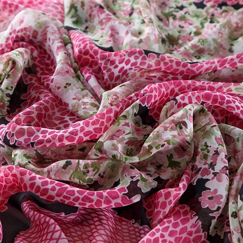 Шифон 068-08401 розовый принтованный