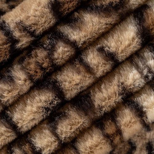 Мех искусственный К26-514 бежевый принтованный