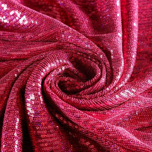 Ткань с пайетками 055-03057 розовато-малиновый однотонный