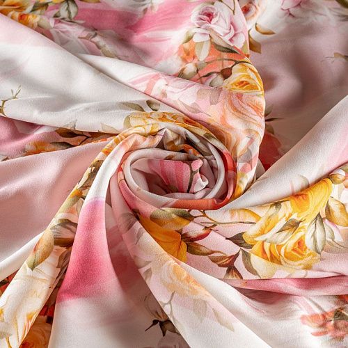 Шелк натуральный К22-007 белый принтованный