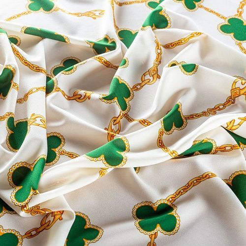 Креп-шифон 027-01568 молочный принтованный