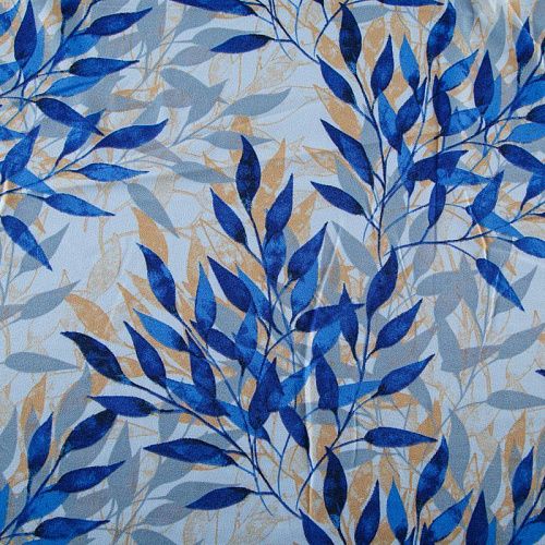 Креп стрейч 026-13861 разбеленный голубой принтованный