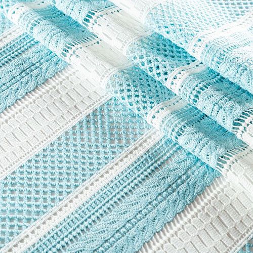Гипюр-макраме К21-1078 бирюзово-белый
