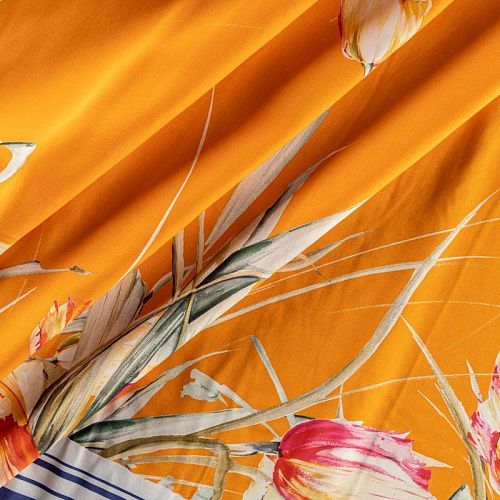 Шелк-поплин К06-386 оранжевый принтованный