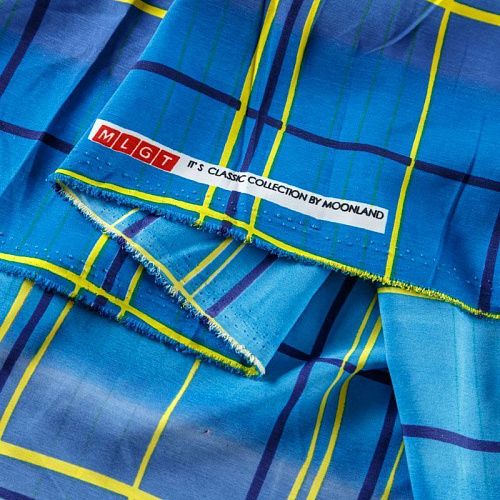 Креп 026-08242 синий принтованный