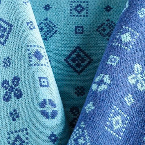 Трикотаж 2-х сторонний вязаный 056-05812 сине-голубой