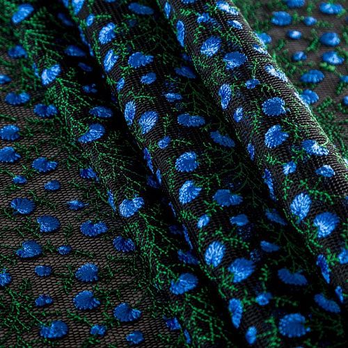 Неопрен-сетка 038-03719 черный с вышивкой