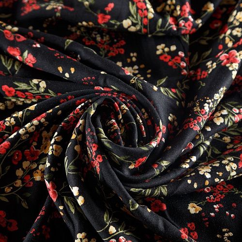 Твил-штапель 069-04620 черный принтованный