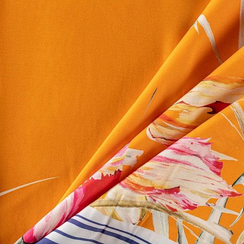 Шелк-поплин К06-386 оранжевый принтованный