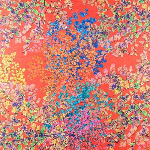 Шифон К33-246 красный принтованный