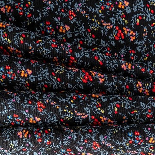 Вельвет К19-578 черный принтованный