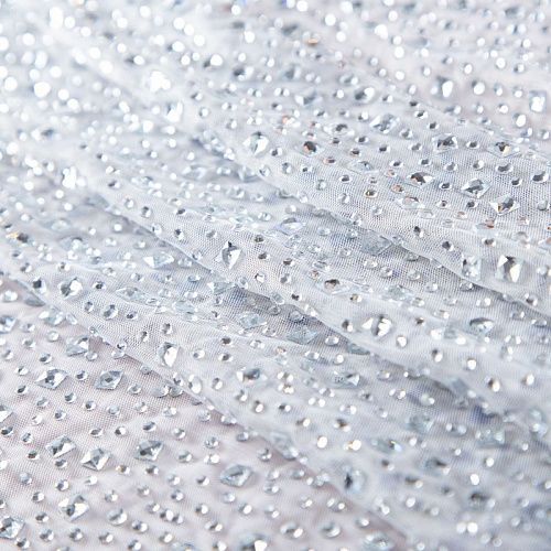 Сетка трикотажная со стразами Swarovski 050-19876 белый