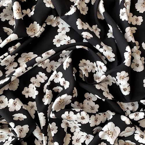 Шелк натуральный К32-170 черный принтованный