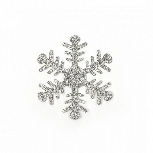 Термоаппликация вышитая TBY 4х4 см Снежинка S71-01 серебряный