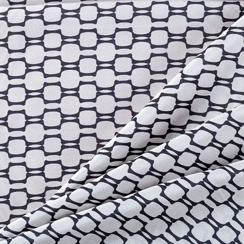 Крепдешин натуральный К13-539 белый принтованный