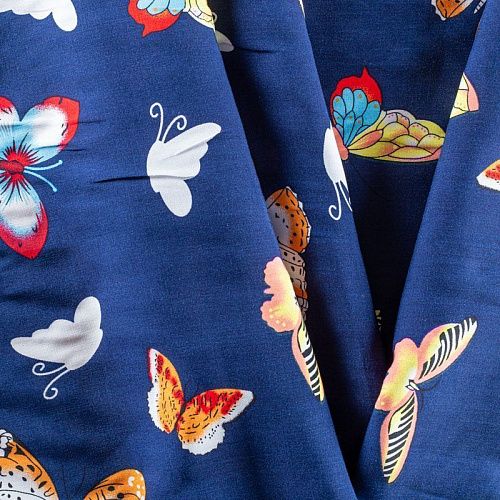 Штапель 069-01599 темно-синий принтованный