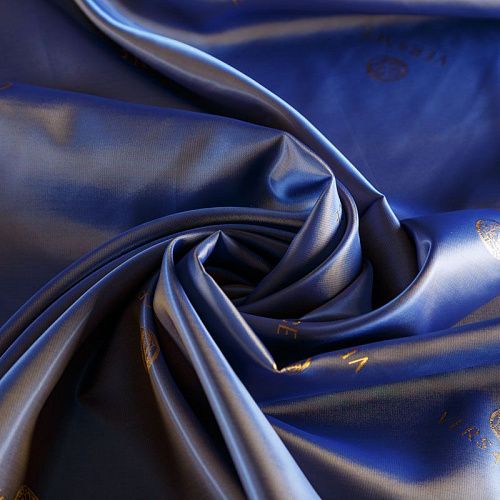 Ткань подкладочная 045-02288 сине-золотой жаккардовый