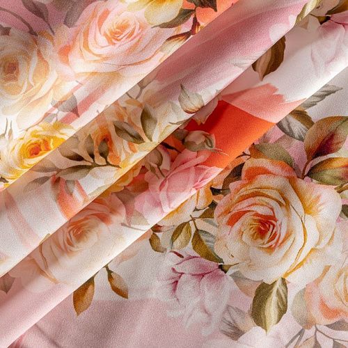 Шелк натуральный К22-007 белый принтованный