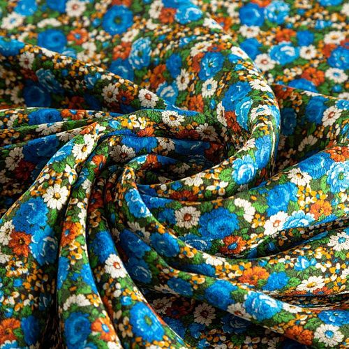 Креп 026-03123 зеленый принтованный