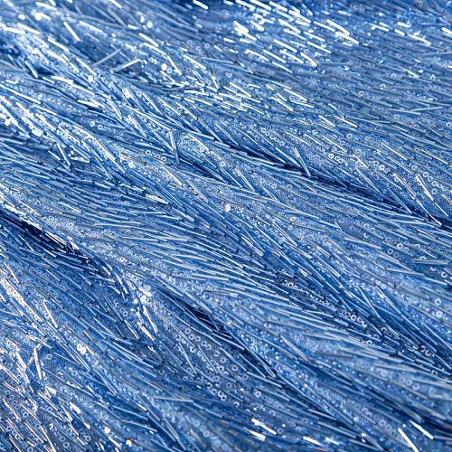 Сетка с пайетками и стеклярусом 050-19863 голубой