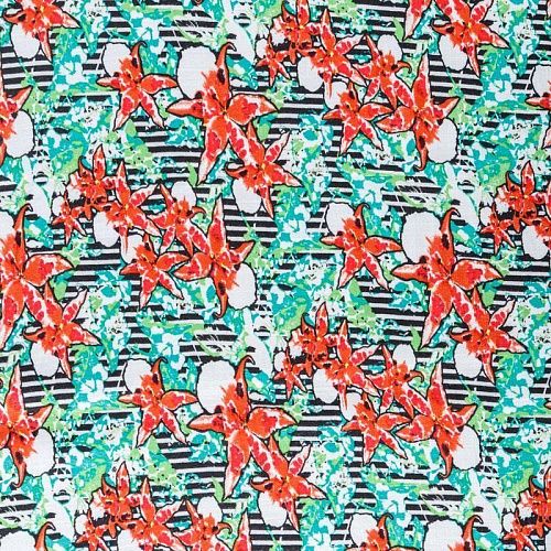 Лен искусственный 035-07867 зеленый принтованный