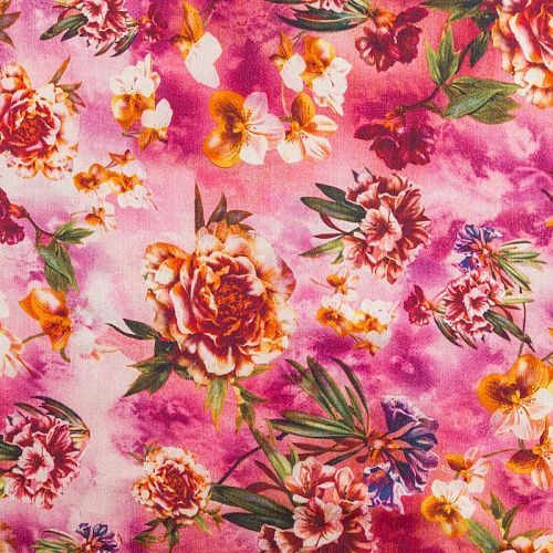 Шерсть плательная 066-02268 розовый принтованный
