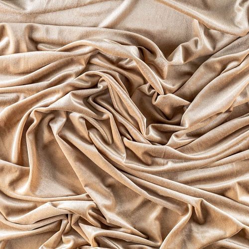 Бархат стрейч К21-552 золотисто-карамельный однотонный