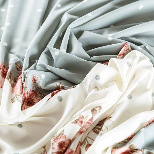 Креп-шифон К33-072 молочно-серый принтованный