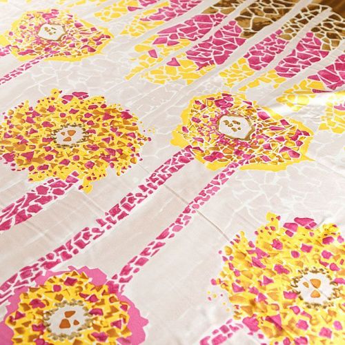 Крепдешин натуральный К15-351 экрю принтованный