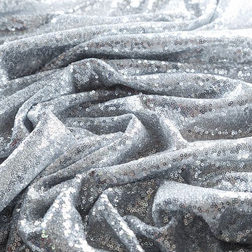 Пайетки на трикотаже 055-09133 серебристый однотонный