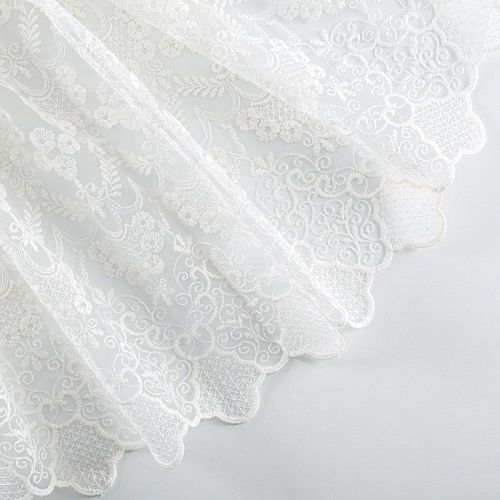 Тюль сетка с вышивкой 08-01-00372 кремовый