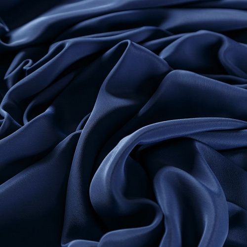 Крепдешин натуральный 028-06507 темно-синий однотонный