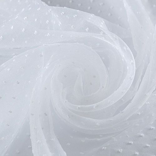 Органза с флоком 039-09159 молочный однотонный