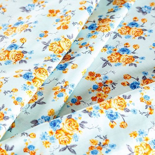 Хлопок 063-02045 светло-голубой принтованный