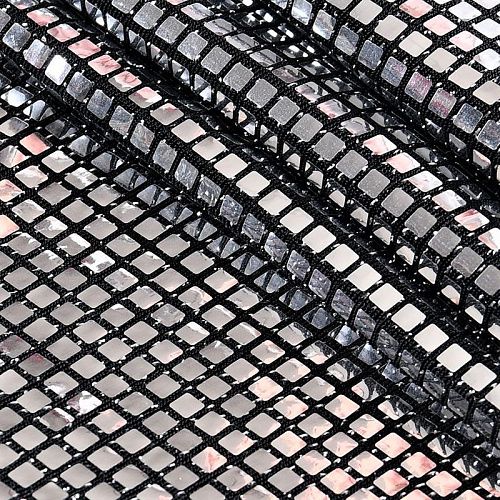 Трикотаж с пайетками 056-11076 черный/серебро
